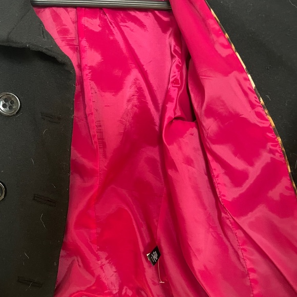 Express Black 3/4 Sleeve Cropped Retro Pea Coat - Picture 7 of 9